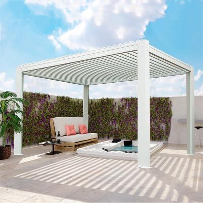 Aluminum pergola with retractable roof and pure white color 🤍🏡