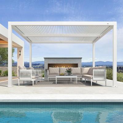 Aluminum pergola with retractable roof and pure white color 🤍🏡