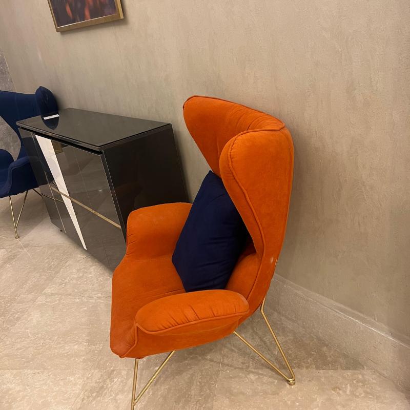 Single chair with artistic design 🎨🧡