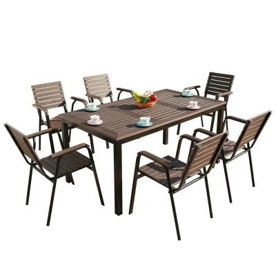 Wooden outdoor dining table and chairs set 🍽️🌳