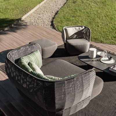 Modern outdoor seating set with a circular design